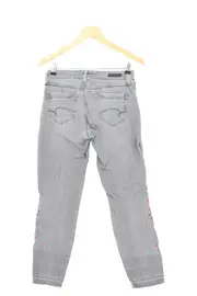 Vorschaubild 2 von Damen Jeans Slim Fit W28/36/S Grau mit Blumen Stickerei
