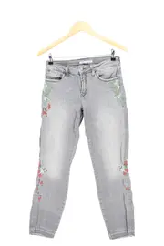 Vorschaubild 1 von Damen Jeans Slim Fit W28/36/S Grau mit Blumen Stickerei