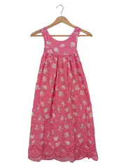 Vorschaubild 1 von Mädchen Freizeitkleid Gr. 140 Pink Blumenmuster Rüschen Spitze Sommer