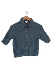 Vorschaubild 1 von Damen Strickjacke Kurzarm Cardigan Blau Gr. 34/XS Wolle