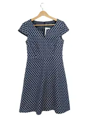 Vorschaubild 1 von Damen Freizeitkleid Gr. 34;XS Blau Polka Dot Kurzarm V-Ausschnitt