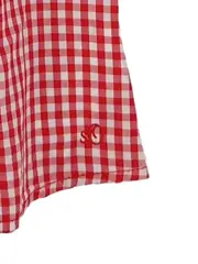 Vorschaubild 4 von Damen Bluse kariert Rot Weiß Gr. 40/L Rüschen Spitze Baumwolle Casual