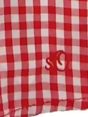 Vorschaubild 5 von Damen Bluse kariert Rot Weiß Gr. 40/L Rüschen Spitze Baumwolle Casual