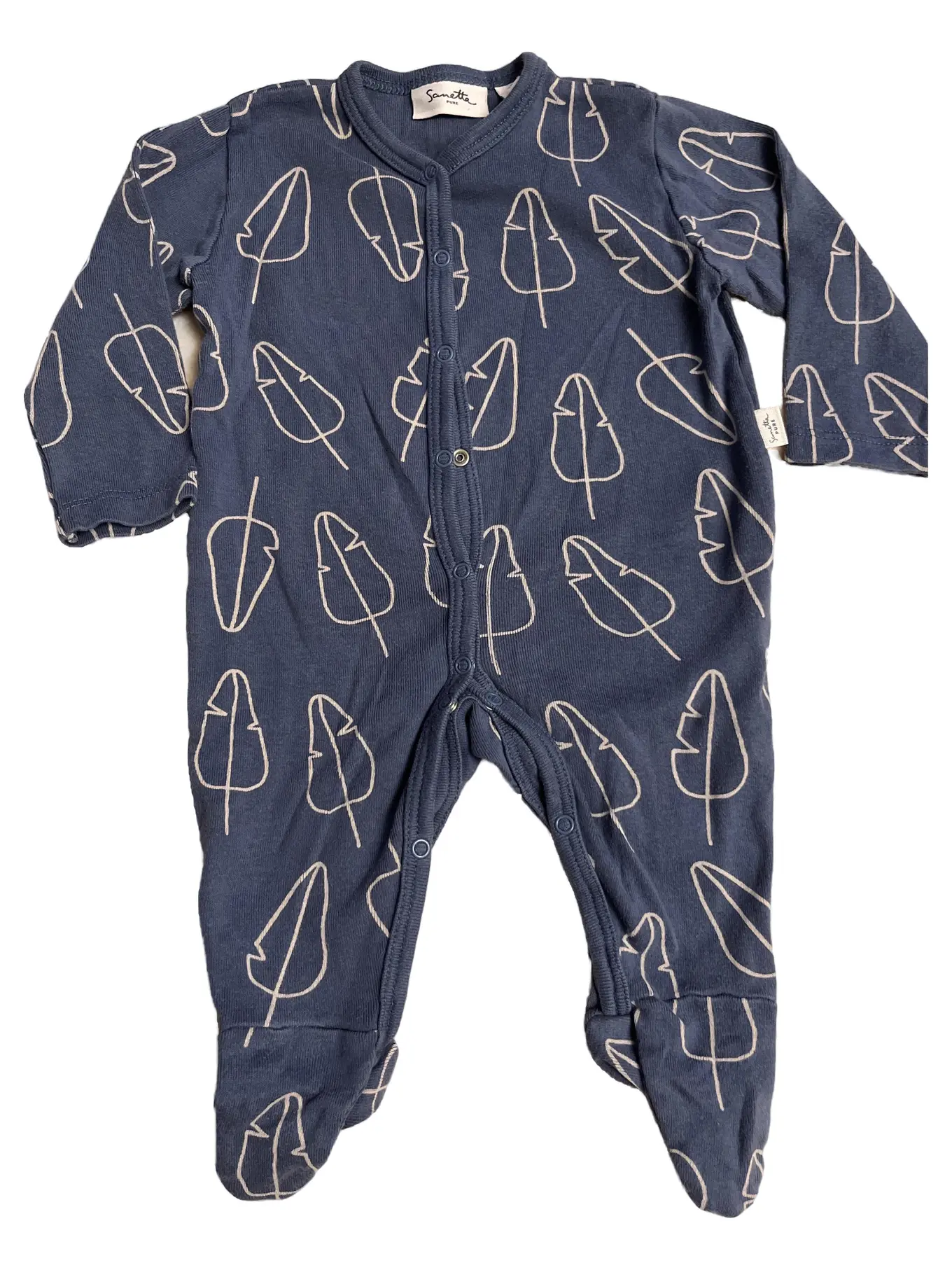 SANETTA Baby Schlafanzug Strampler Gr. 56 Blau Baumwolle