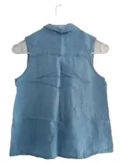 Vorschaubild 2 von Kinder Jeansbluse ärmellos Gr. 152 Lyocell Hellblau Chambray