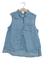 Vorschaubild 1 von Kinder Jeansbluse ärmellos Gr. 152 Lyocell Hellblau Chambray