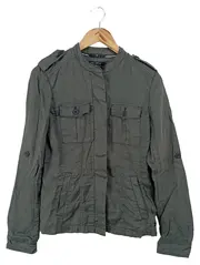 Vorschaubild 1 von Damen Leichte Jacke Gr. 36/S Grün Leinen Casual Übergangsjacke