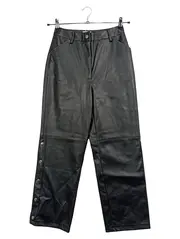 Vorschaubild 1 von Damen Lederhose Gr. 36 Schwarz High Waist Kunstleder Hose Modern