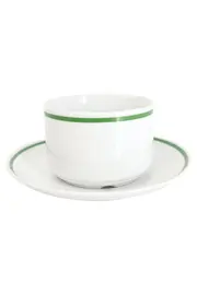 Vorschaubild 1 von Tasse und Unterteller Weiß Elegant Gestreift Porzellan