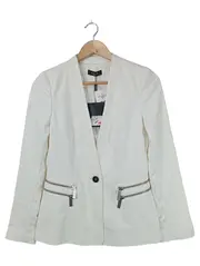Vorschaubild 1 von Damen Blazer Gr. 36/S Weiß Elegant Klassisch Reißverschluss