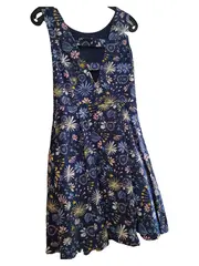 Vorschaubild 2 von Damen Sommerkleid Blumenmuster Gr. 36 Blau Cut-Out Trägerkleid