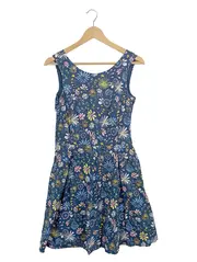 Vorschaubild 1 von Damen Sommerkleid Blumenmuster Gr. 36 Blau Cut-Out Trägerkleid