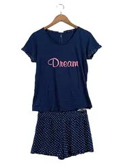 Vorschaubild 1 von Damen Schlafanzug Pyjama Set Kurzarm Punkte Blau Gr. 36/S