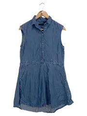 Vorschaubild 1 von Jeanskleid ärmellos Minikleid Blau Gr. 36 Lyocell Leinen Baumwolle
