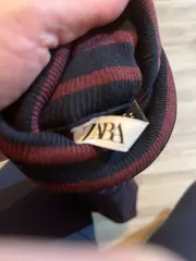 Vorschaubild 3 von Damen Rollkragenpullover Gestreift Blau Bordeaux Gr. M Langarm