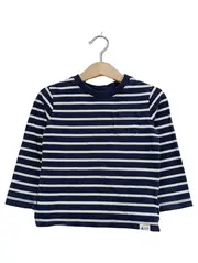 Vorschaubild 1 von Kinder Langarmshirt Gestreift Blau Weiß Gr. 98 Maritim Baumwolle