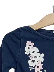 Vorschaubild 2 von Langarmshirt Mädchen Gr. 104 Blau Blumenmuster Baumwolle