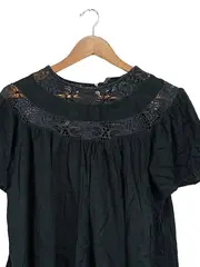 Vorschaubild 2 von Damen Bluse Gr. 38/M Schwarz Feminin mit Spitze Kurzarm