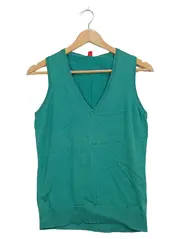 Vorschaubild 1 von Damen Pullunder Strickweste Gr. S türkis Baumwolle V-Ausschnitt