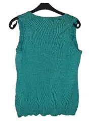 Vorschaubild 4 von Damen Pullunder Strickweste Gr. S türkis Baumwolle V-Ausschnitt