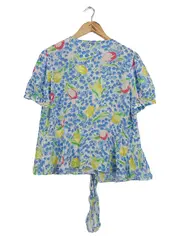 Vorschaubild 2 von Bluse Damen L Blumenmuster Kurzarm Viskose Blau