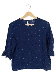 Vorschaubild 1 von Damen Bluse Gr. 36/S Blau Paisley Rüschen Viskose