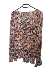 Vorschaubild 2 von Damen Bluse Mehrfarbig Blumenmuster Gr. 48 Viskose Langarm