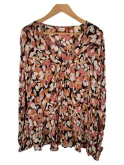 Vorschaubild 1 von Damen Bluse Mehrfarbig Blumenmuster Gr. 48 Viskose Langarm
