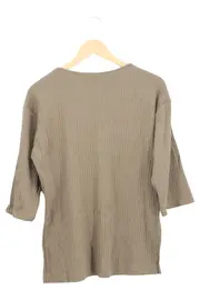 Vorschaubild 2 von Damen T-Shirt 3/4 Arm Rippstrick Grau Gr. 34 XS Basic Casual