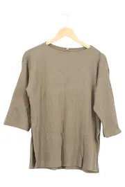 Vorschaubild 1 von Damen T-Shirt 3/4 Arm Rippstrick Grau Gr. 34 XS Basic Casual