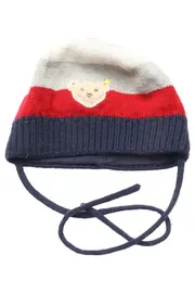Vorschaubild 1 von Kinder Mütze Mehrfarbig Gestreift Strickmütze mit Bären Applikation Gr. 1 Monat