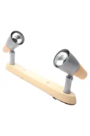 Vorschaubild 1 von Deckenleuchte 2 Strahler Holz Metall Beige E14 Spotlampe Deckenlampe