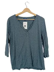 Vorschaubild 1 von Damen Bluse Gr. XL Blau Gepunktet 3/4-Arm Casual