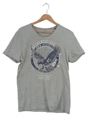 Vorschaubild 1 von Herren T-Shirt Grafik Adler Print Grau Gr. L Baumwolle