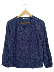Vorschaubild 1 von Damen Bluse Gr. S Blau Muster Langarm Viskose