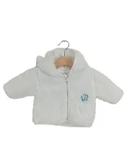 Vorschaubild 1 von Baby Fleecejacke Kapuze mit Ohren Gr. 50 Weiß Kuschelig