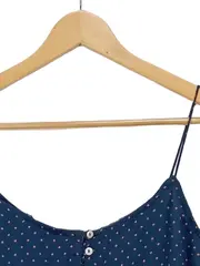Vorschaubild 2 von Damen Sommerkleid Gr. 40/L Blau Tupfenmuster Spaghettiträger Casual