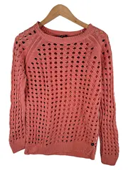Vorschaubild 1 von Damen Strickpullover Lochmuster Rosa Gr. M Baumwolle