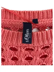 Vorschaubild 2 von Damen Strickpullover Lochmuster Rosa Gr. M Baumwolle