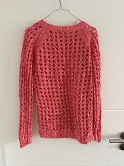 Vorschaubild 3 von Damen Strickpullover Lochmuster Rosa Gr. M Baumwolle