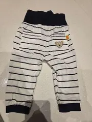 Vorschaubild 2 von Baby Hose gestreift Gr. 68 Weiß Blau Maritim Knopf Applikation
