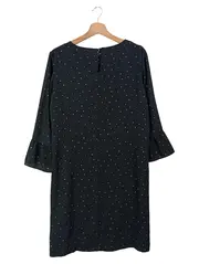 Vorschaubild 2 von Damen Freizeitkleid Gr. 40/L Schwarz mit Sternen Rüschenärmel Elegant