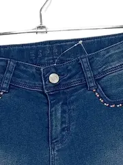 Vorschaubild 4 von Mädchen Jeans Capri Hose Gr. 158 Blau Strass Denim