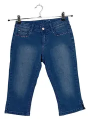 Vorschaubild 1 von Mädchen Jeans Capri Hose Gr. 158 Blau Strass Denim