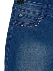 Vorschaubild 3 von Mädchen Jeans Capri Hose Gr. 158 Blau Strass Denim