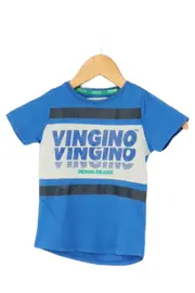 Vorschaubild 1 von Kinder T-Shirt Gr. 92 Blau Logo-Print Streifen Casual