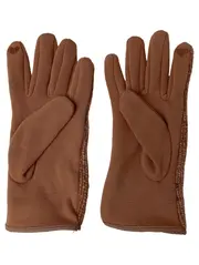 Vorschaubild 2 von Damen Abendhandschuhe Gr. 7 Braun Elegant Vintage Polyester Polyamid