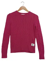 Vorschaubild 1 von Damen Pullover Zopfmuster Pink Gr. 36/S Baumwolle Casual