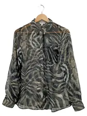 Vorschaubild 1 von Hemdbluse Damen Gr. 36 S Animal-Print Zebra Grau Langarm