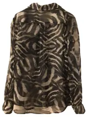 Vorschaubild 6 von Hemdbluse Damen Gr. 36 S Animal-Print Zebra Grau Langarm